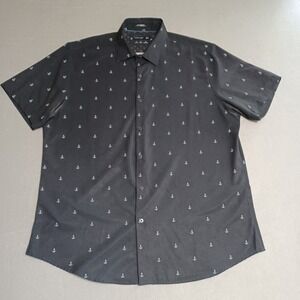 Cactus Man Ricky Singh XL Tech Comfort Short Sleeve Anchor Print Button Up Shirt